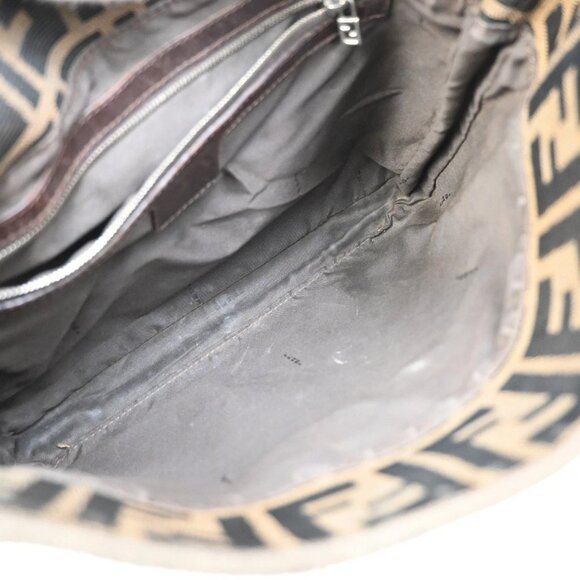 FENDI Logo Zucca Pattern Hand Bag Canvas Leather Brown SHW Italy 36KB279 - Picture 10 of 15